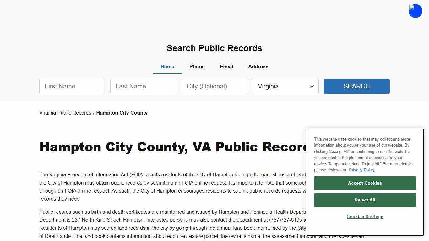 Hampton City County, VA Public Court, Arrest and Inmate Records - ThePublicIndex